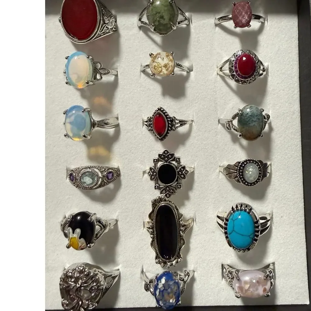 Bundle Silver Tone Costume Rings